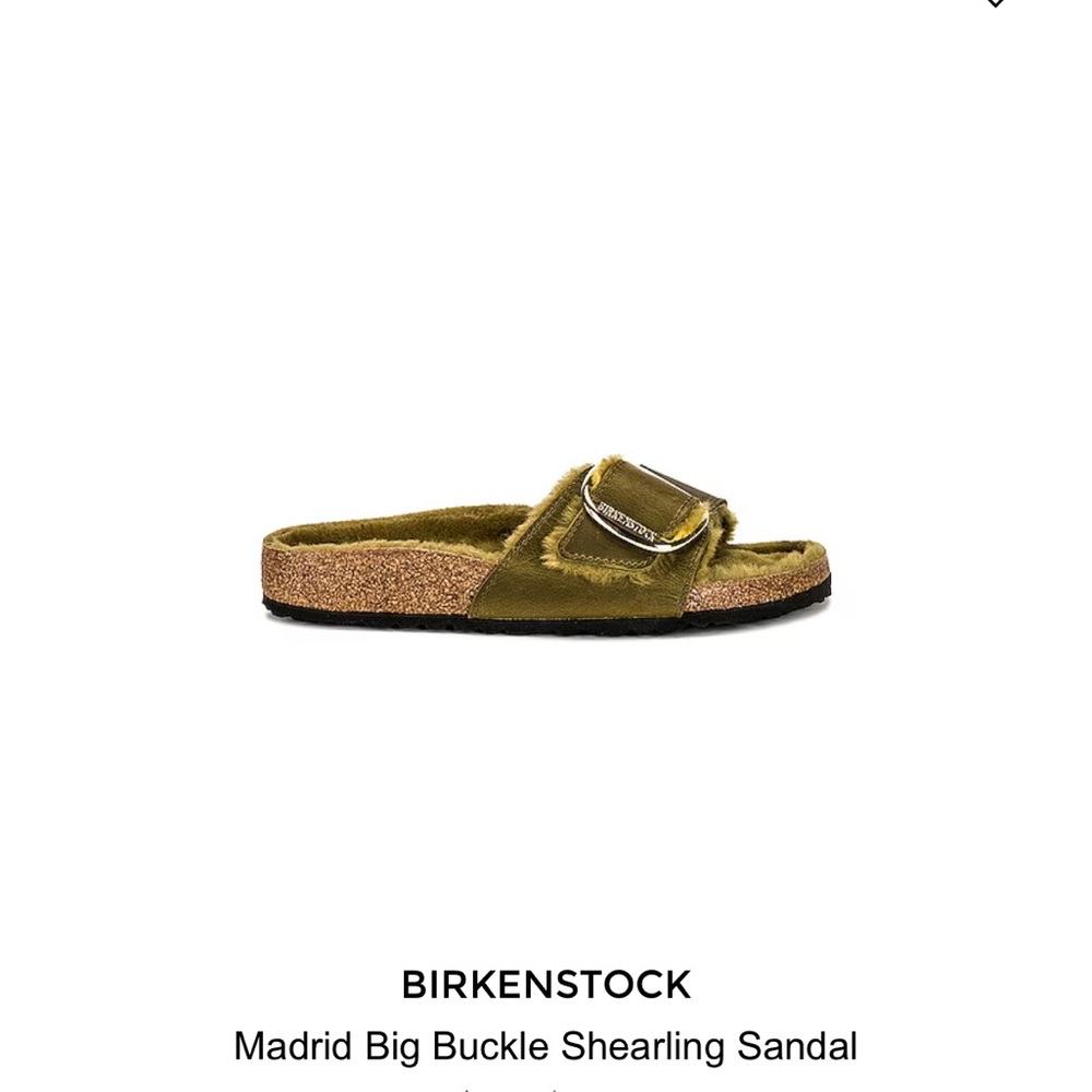 BIRKENSTOCK Madrid Big Buckle Shearling Sandal olive green
